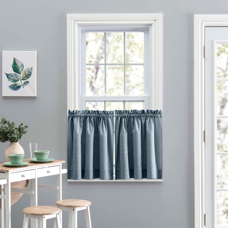 Ellis Lisa Solid Color Premium Poly Cotton Duck Fabric Tailored Tiers Dusty Blue