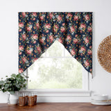 Ellis Bella Rose Stylish Medium Scale Printed Floral Pattern 1.5" Rod Pocket Tailored Swag for Windows 56"x36" Navy