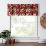Ellis Bella Rose Stylish Medium Scale Printed Floral Pattern 1.5" Rod Pocket Tailored Valance for Windows 58"x15" Red