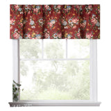 Ellis Bella Rose Stylish Medium Scale Printed Floral Pattern 1.5" Rod Pocket Tailored Valance for Windows 58"x15" Red