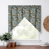 Ellis Bella Rose Stylish Medium Scale Printed Floral Pattern 1.5" Rod Pocket Tailored Swag for Windows 56"x36" Wedge