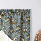 Ellis Bella Rose Stylish Medium Scale Printed Floral Pattern 1.5" Rod Pocket Tailored Swag for Windows 56"x36" Wedge