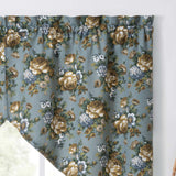 Ellis Bella Rose Stylish Medium Scale Printed Floral Pattern 1.5" Rod Pocket Tailored Swag for Windows 56"x36" Wedge