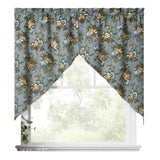 Ellis Bella Rose Stylish Medium Scale Printed Floral Pattern 1.5" Rod Pocket Tailored Swag for Windows 56"x36" Wedge