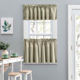 Ellis Curtain Lisa Solid Poly Cotton Duck Fabric Tailored Tiers for Living Rooms and Dining Rooms Mist