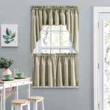 Ellis Curtain Lisa Solid Poly Cotton Duck Fabric Tailored Tiers for Living Rooms and Dining Rooms Mist