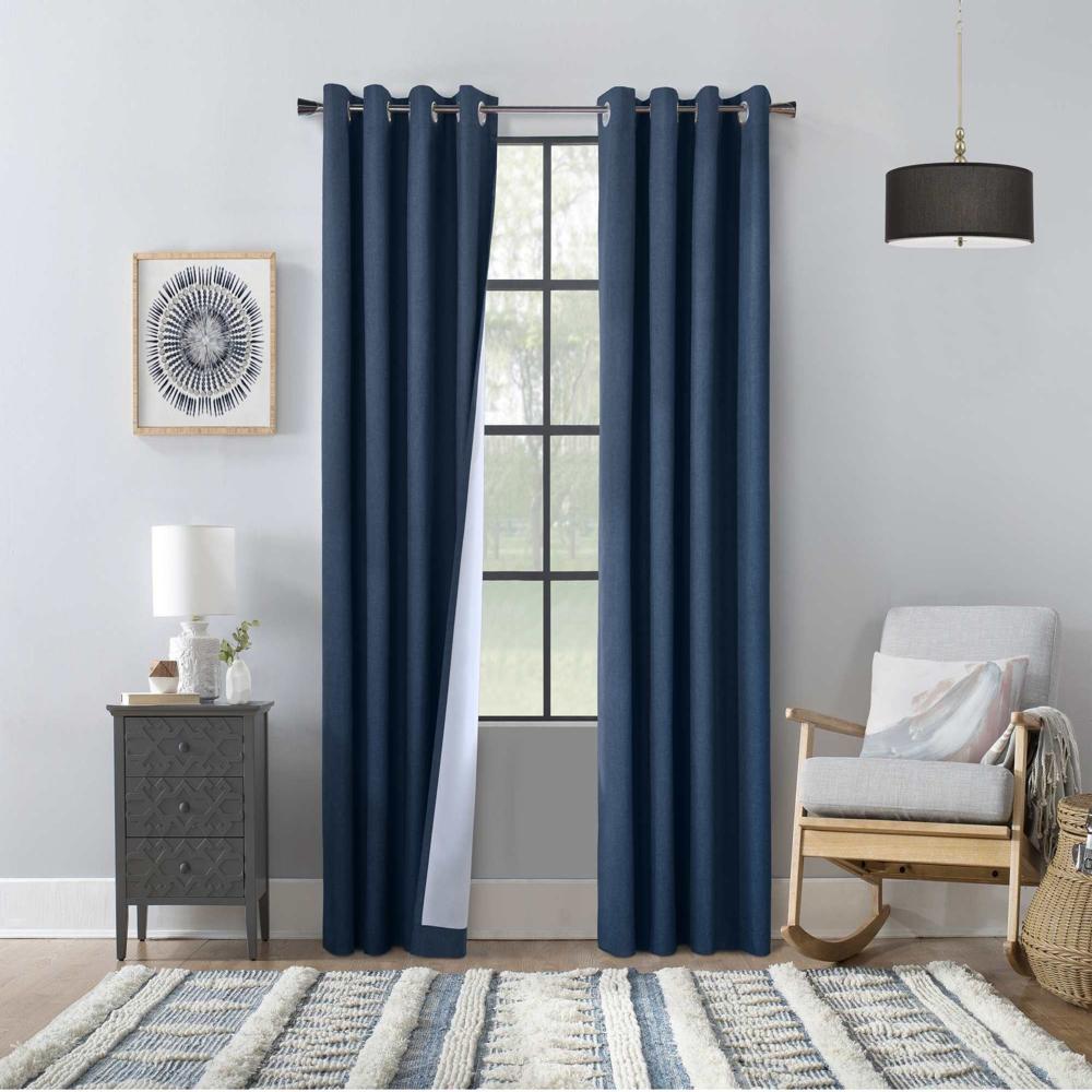 Commonwealth Thermaplus Bedford Total Blackout Grommet Curtain - Navy