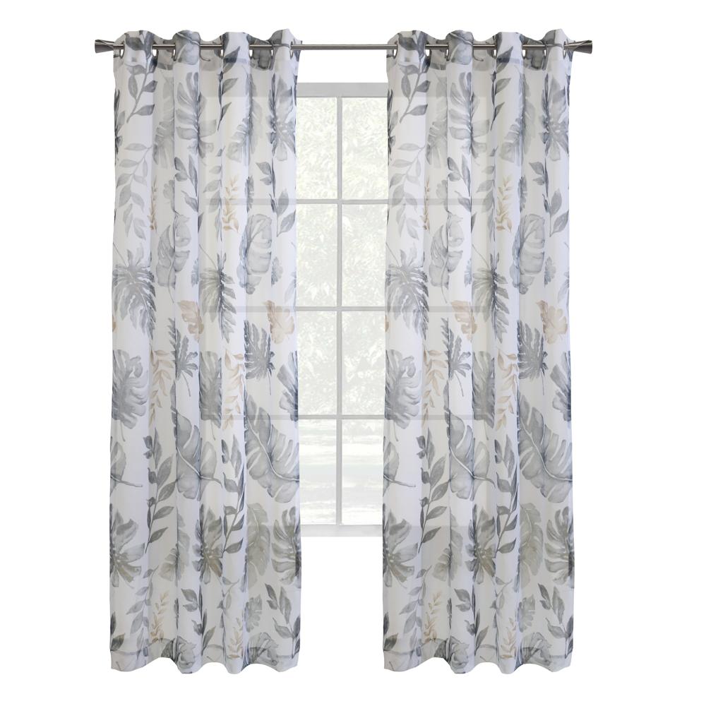 Habitat Alba Sheer Botanical Leaf Design Touch of Nature to Your Home or Office Grommet Curtain Panel Taupe