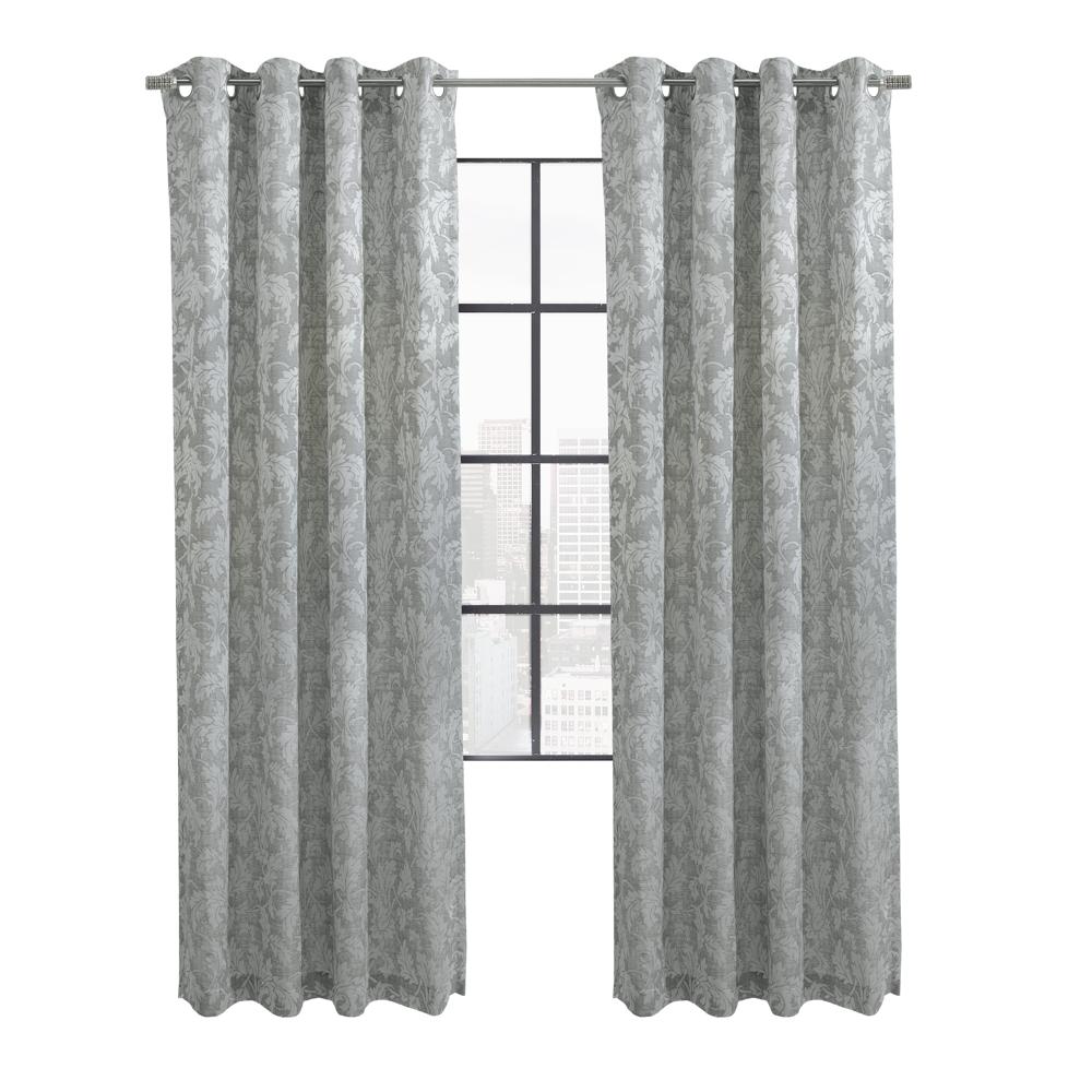Habitat Valencia Light Filtering Provide Daytime Privacy Rich Woven Branch Leaf Design Grommet Curtain Panel Grey