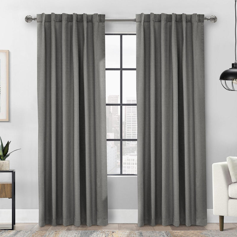 Thermaplus Baxter Total Blackout Back Tab Curtain - Silver