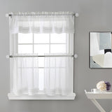 Habitat Cote D' Azure Sheer Rod Pocket 3 Piece Curtain Tiers and Valance Set 52" x 24" White