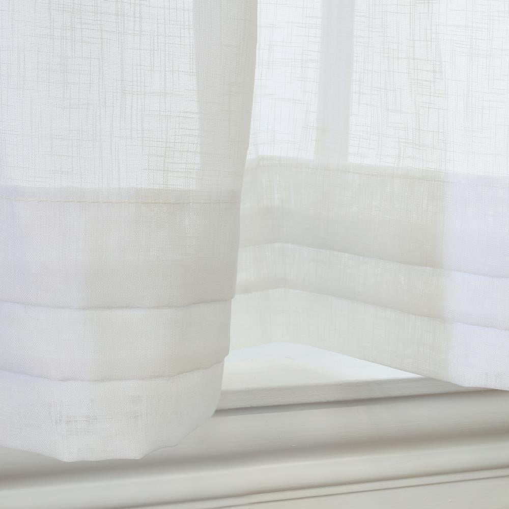 Habitat Cote D' Azure Sheer Rod Pocket 3 Piece Curtain Tiers and Valance Set 52" x 24" White