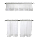 Habitat Cote D' Azure Sheer Rod Pocket 3 Piece Curtain Tiers and Valance Set 52" x 24" White
