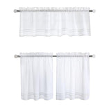 Habitat Gingham Lace Sheer Rod Pocket 3 Piece Curtain Tiers and Valance Set 52