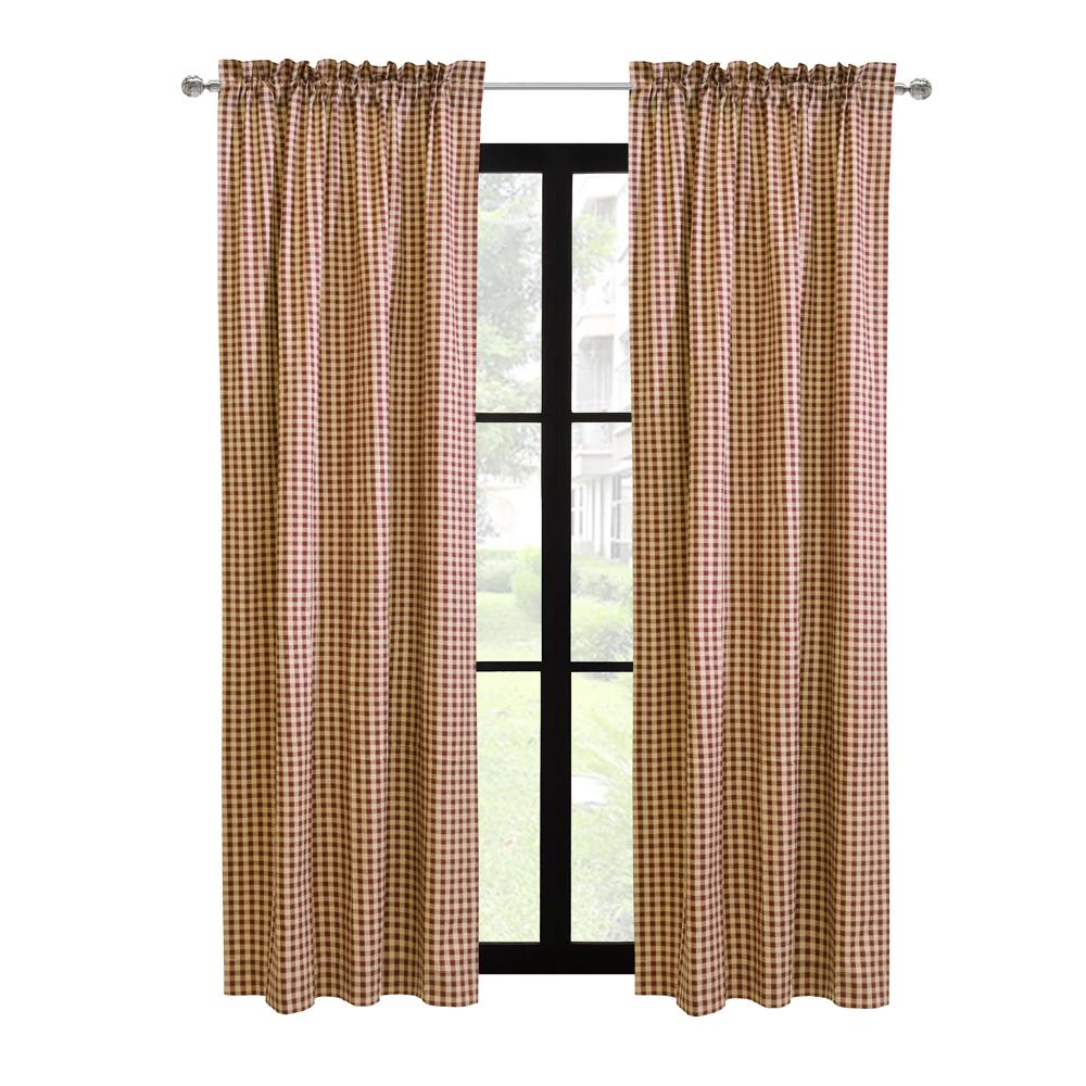 Thermalogic Checkmate Energy Efficient Room Darkening Mini Check Pattern Pole Top Curtain Panel Pair Burgundy