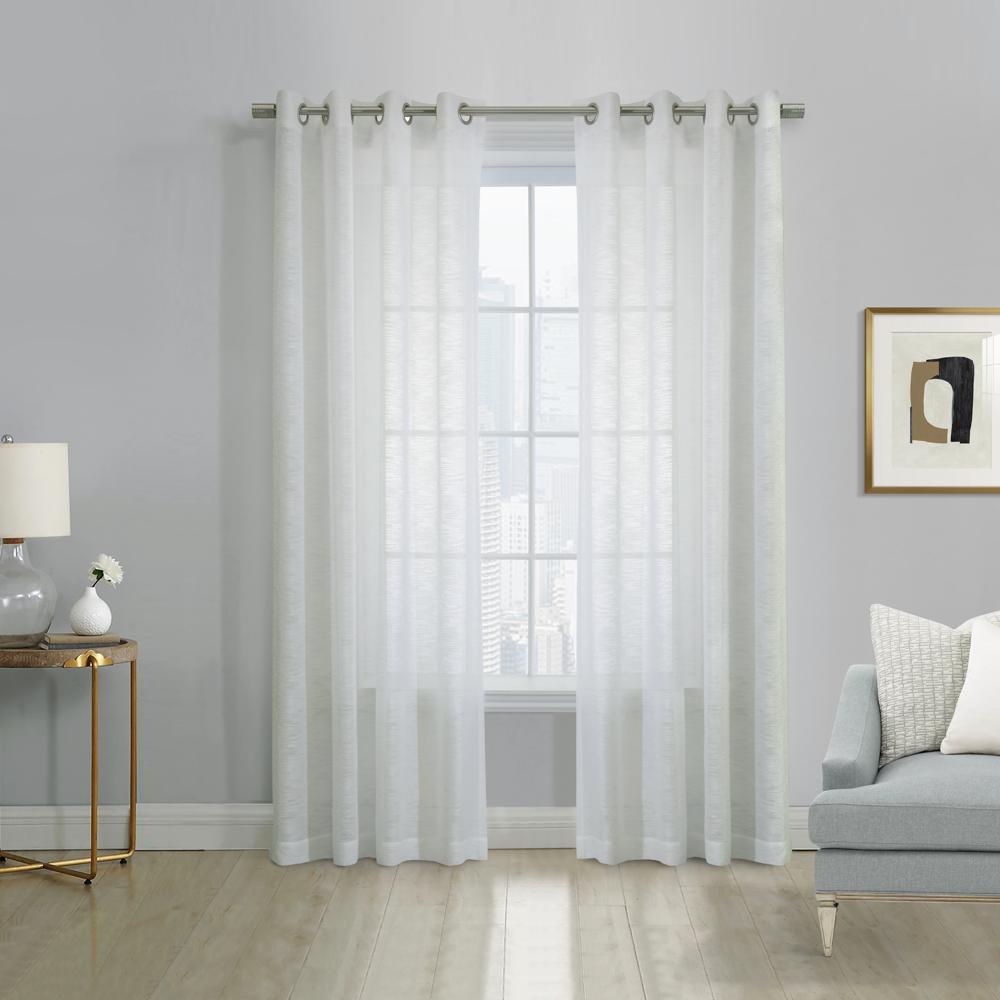 Habitat Boucle Sheer Premium Stylish and Functional Grommet Curtain Panel White