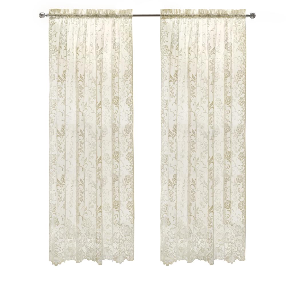 Habitat Limoges Sheer Rod Pocket Timeless and Naturalistic Floral Designs Selvedge Sides Curtain Panel Ivory