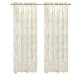 Habitat Limoges Sheer Rod Pocket Timeless and Naturalistic Floral Designs Selvedge Sides Curtain Panel Ivory