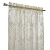 Habitat Limoges Sheer Rod Pocket Timeless and Naturalistic Floral Designs Selvedge Sides Curtain Panel Ivory