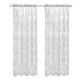 Habitat Limoges Sheer Rod Pocket Timeless and Naturalistic Floral Designs Curtain Panel White