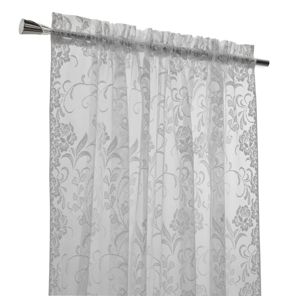 Habitat Limoges Sheer Rod Pocket Timeless and Naturalistic Floral Designs Curtain Panel White