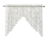 Habitat Limoges Sheer Rod Pocket Delicate Scalloped Bottom Hem Floral Lace Design Swag Valance Set 72" x 32" White