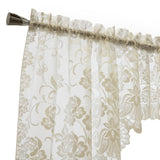 Habitat Limoges Sheer Rod Pocket Delicate Scalloped Bottom Hem Floral Lace Design Swag Valance Set 72" x 32" Ivory