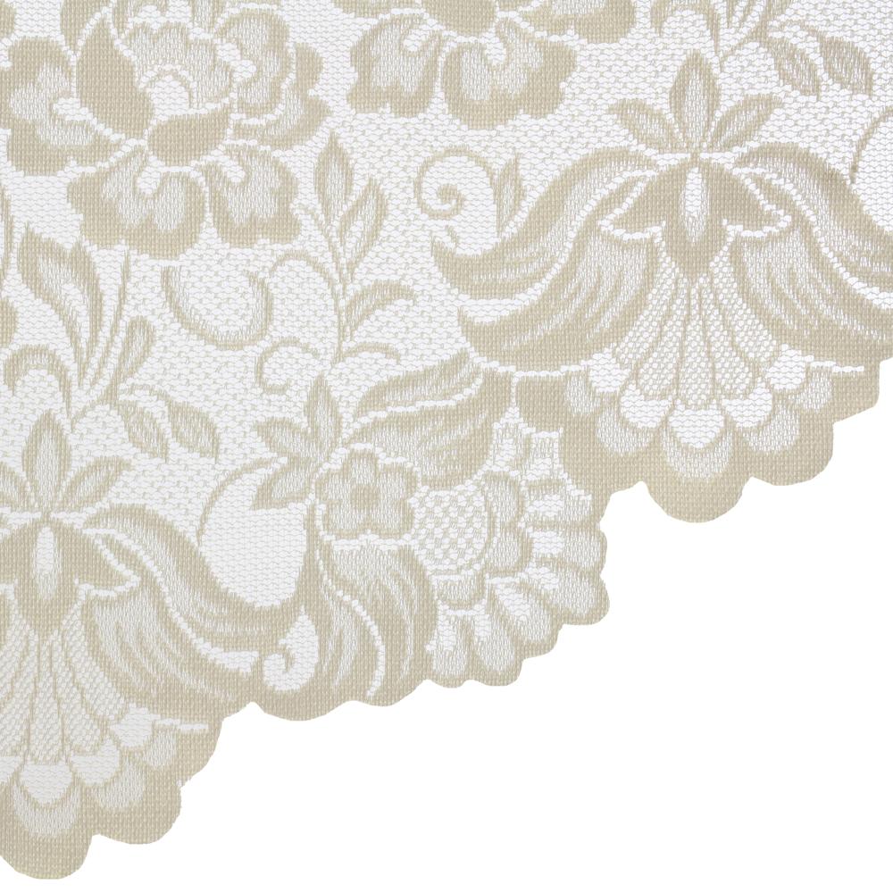 Habitat Limoges Sheer Rod Pocket Delicate Scalloped Bottom Hem Floral Lace Design Swag Valance Set 72" x 32" Ivory