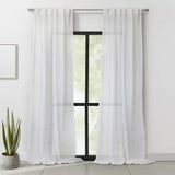 Habitat Alicante Sheer Dual Header Slub Sheer Fabric Curtain Panel for Brighten Any Living Space White