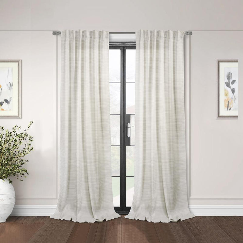 Habitat Austin Light Filtering Dual Header Linen Colored Horizontal Multi Pin Stripe Curtain Panel in Linen