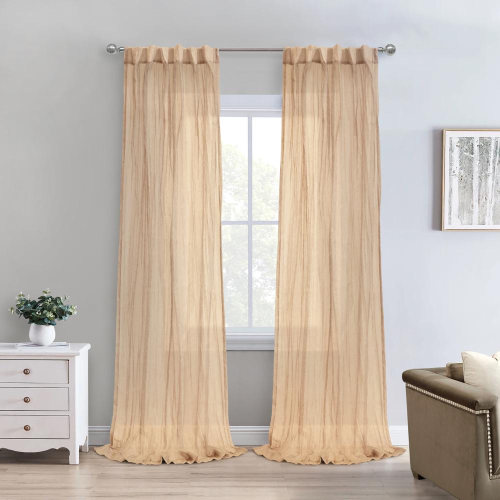 Habitat Paloma Sheer Dual Header Stylish and Functional Curtain Panel Apricot