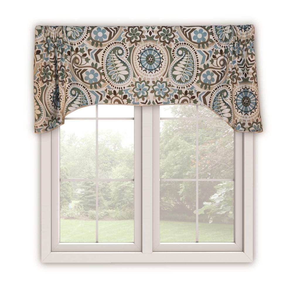Ellis Curtain Paisley Prism Arch 3" Rod Pocket Valances for Windows 50" x 15" Latte