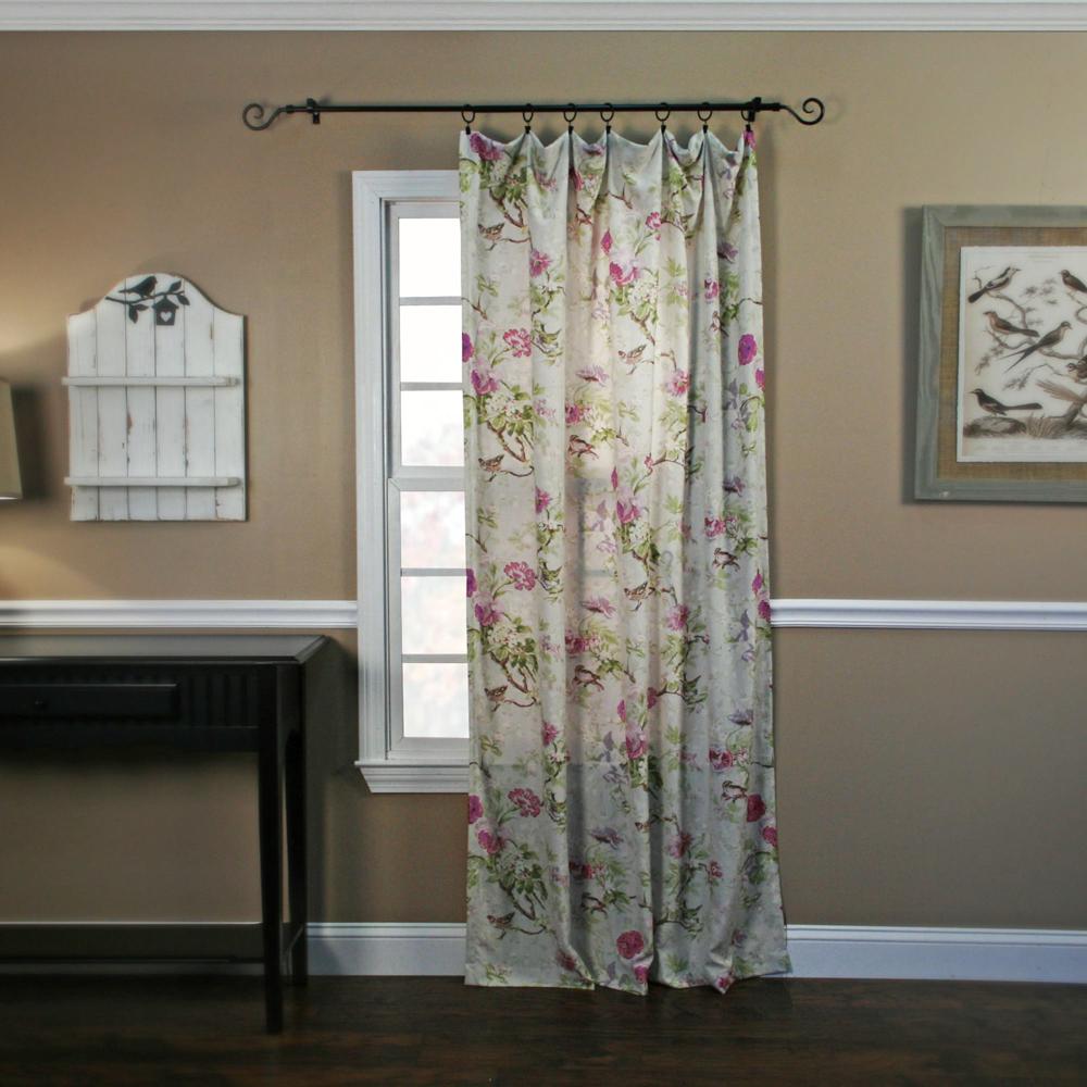 Balmoral Floral Print Tailored Panel Curtain 48-Inch-by-63-Inch - Lilac / Green
