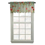 Balmoral Floral Print Semi Sheer Valance Curtain 48-Inch-by-15-Inch - Sage / Wine