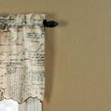 Ellis Curtain Script High Quality Room Darkening Solid Natural Classic Print Window Valance - 48x15", Black