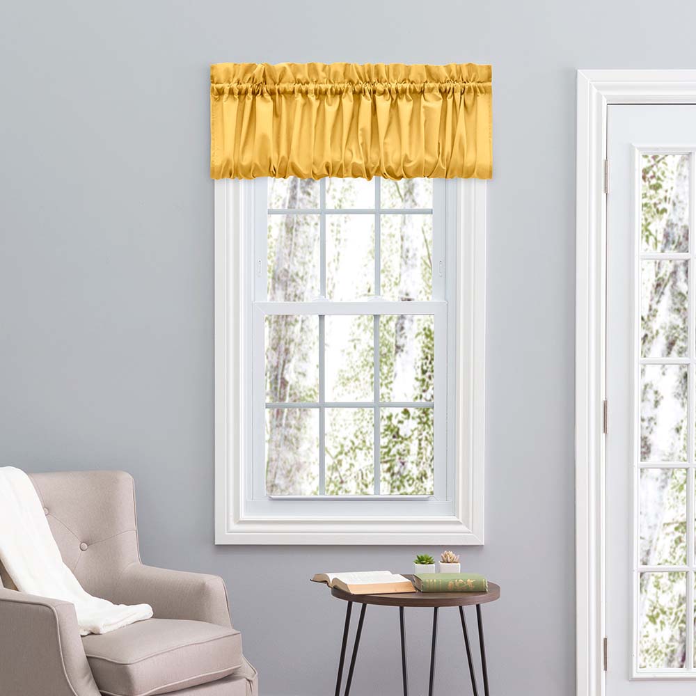 Ellis Stacey 1.5" Rod Pocket High Quality Fabric Solid Color Window Balloon Valance 60"x15" Yellow