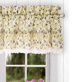 Ellis Curtain Clarice Room Darkening Natural Color Classic Print Ruffled Window Valance - 52 x12" Violet