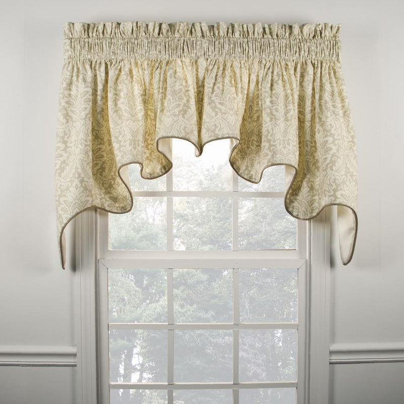 Ellis Curtain Donnington 2-Piece High Quality Natural Classic Print Duchess Window Valance - 100 x30", Linen