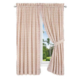 Ellis Curtain Davins 100 Percent High Quality 2-Piece Window Rod Pocket Panel Pair With 2 Tie Backs - 90x84