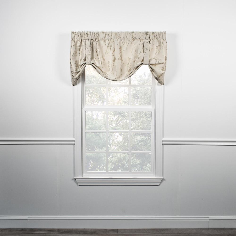 Ellis Curtain Meadow High Quality Room Darkening Solid Natural Stylish Color Lined Tie-Up Window Valance - 50 x22" - 50" x 22" Linen