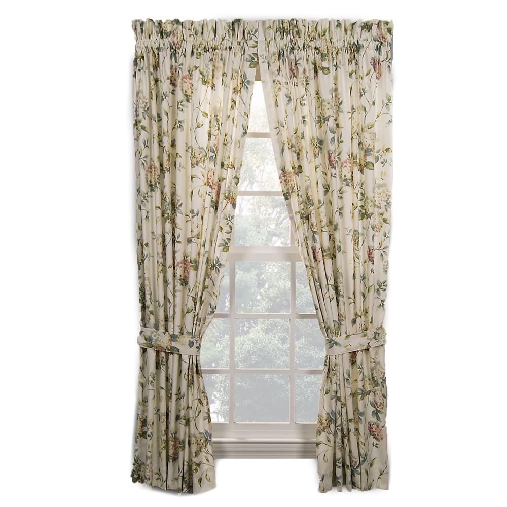Ellis Curtain Abigail 100 Percent High Quality 2-Piece Window Rod Pocket Panel Pairs With 2 Tie Backs - 90x84" - 90" x 84" Multicolor