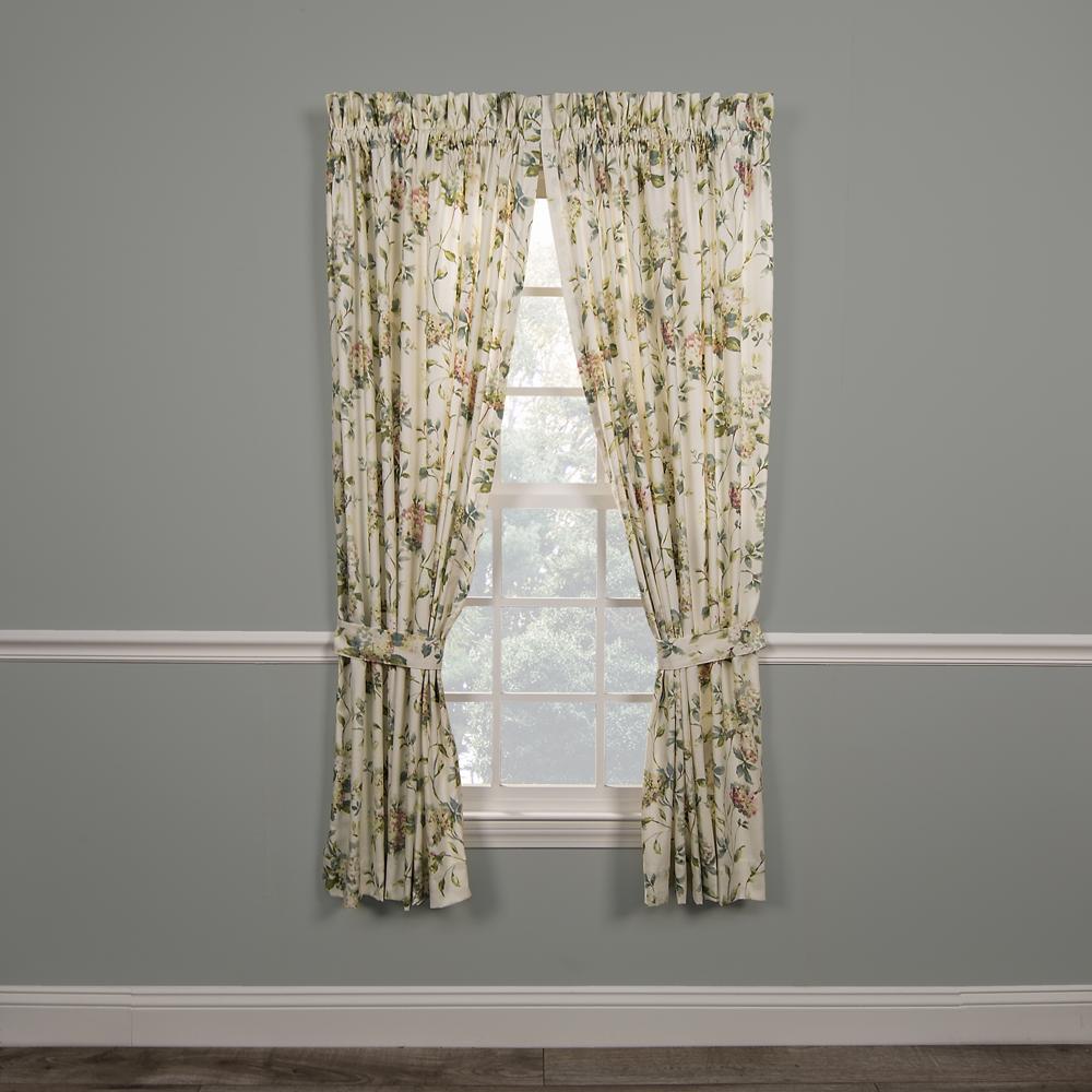 Ellis Curtain Abigail 100 Percent High Quality 2-Piece Window Rod Pocket Panel Pairs With 2 Tie Backs - 90x84" - 90" x 84" Multicolor