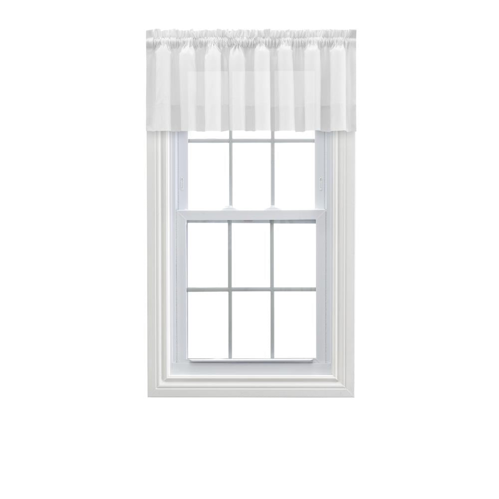 Ellis Curtain Shadow Stripe 1.5" Rod Pocket Tailored Valance for Windows 82" x 12" White