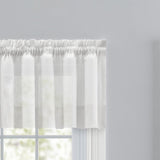 Ellis Curtain Shadow Stripe 1.5" Rod Pocket Tailored Valance for Windows 82" x 12" White