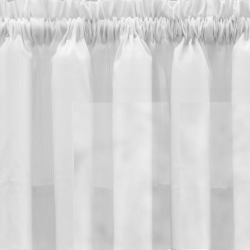 Ellis Curtain Shadow Stripe 1.5" Rod Pocket Tailored Valance for Windows 82" x 12" White