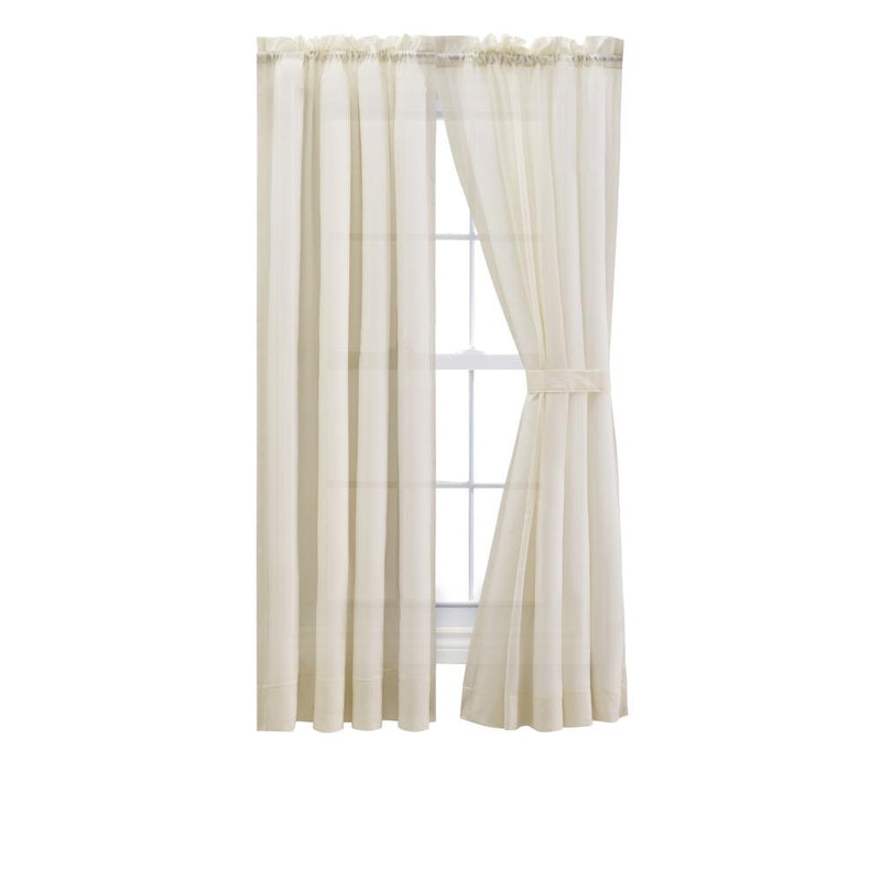 Ellis Curtain Cotton Voile 1.5" Rod Packet Tailored Curtain Panel Pair for Windows Natural