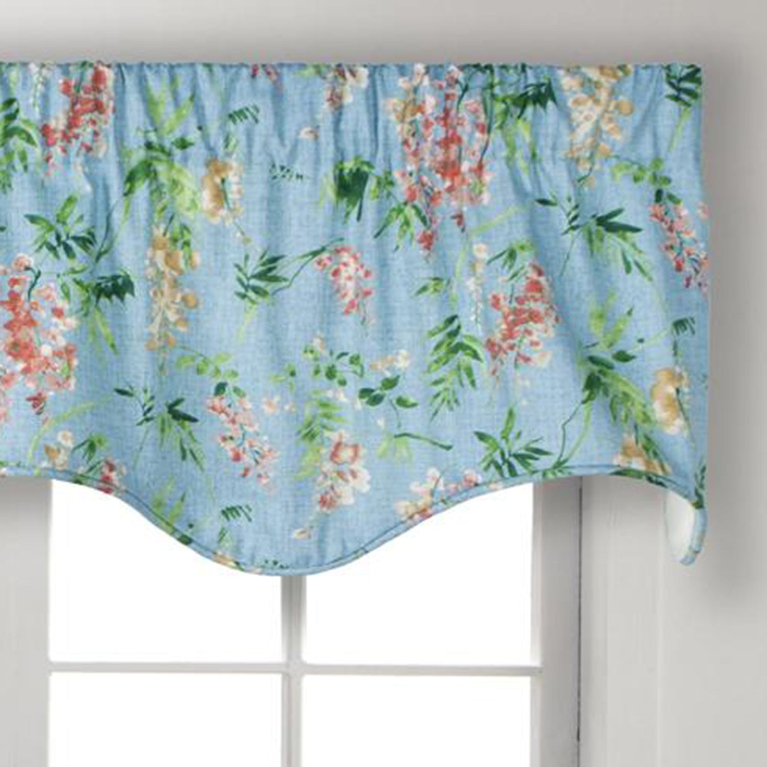 Ellis Curtain Wisteria Lined Light Blocking Window Scallop Valance - 50x15" Turquoise