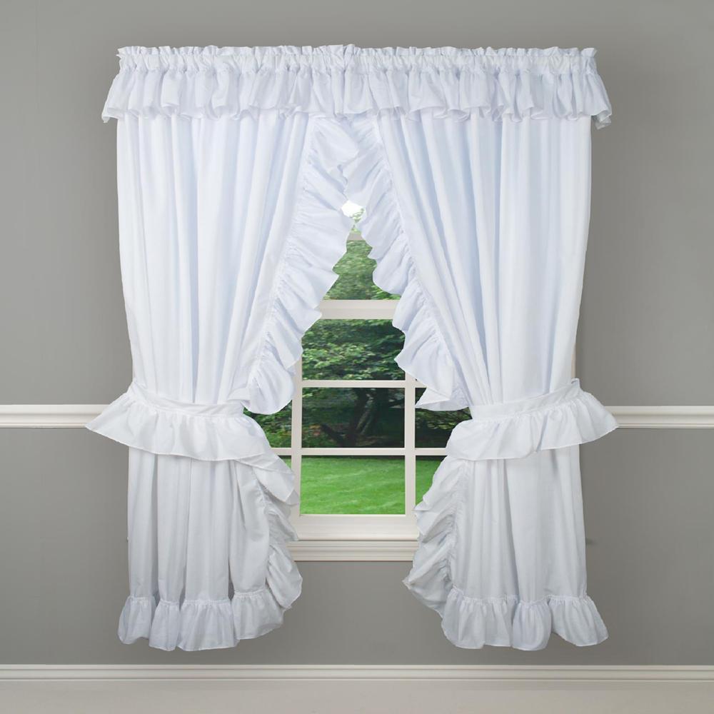 Ellis Curtain 2-Piece Ruffled Priscilla Window Curtain Panel Pair with ties - 80x72"