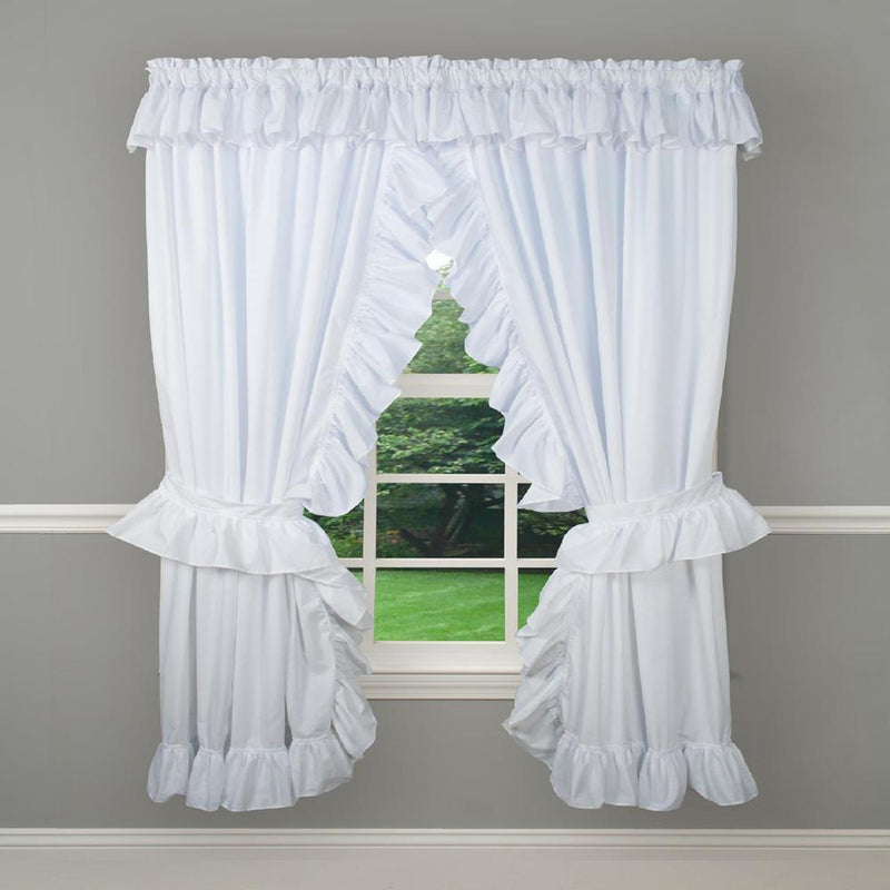 Ellis Curtain 2-Piece Ruffled Priscilla Window Curtain Panel Pair with ties - 80x72"