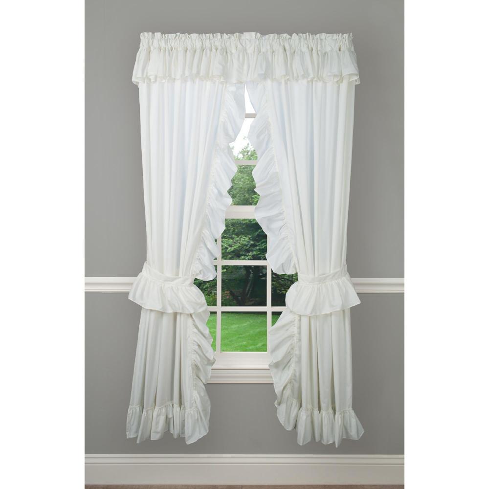 Ellis Curtain 2-Piece Ruffled Priscilla Window Curtain Panel Pair with ties - 80x72"